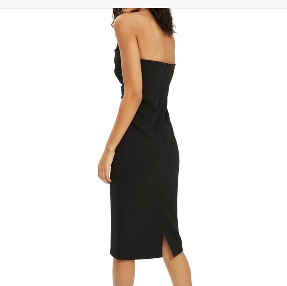 NWOT Topshop strapless twist bow black midi dress 12 - Picture 2 of 7